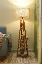 Wooden Floor Lamp With Beige Shade